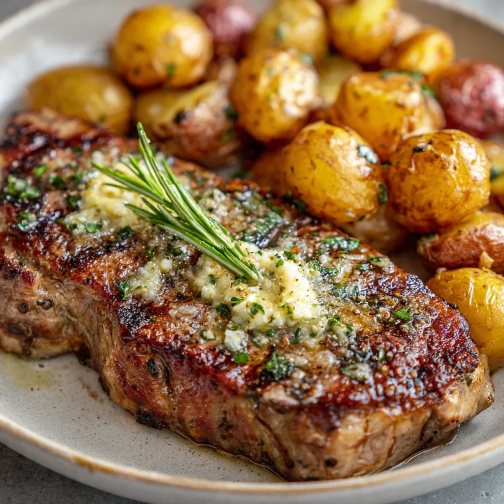 Garlic Butter Steak and Roasted Potatoes