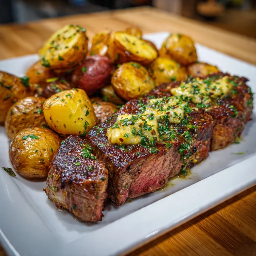 Garlic Butter Steak and Roasted Potatoes