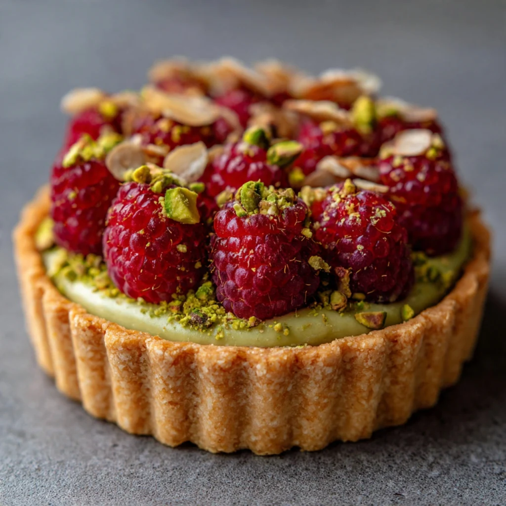 Pistachio and Raspberry Tart