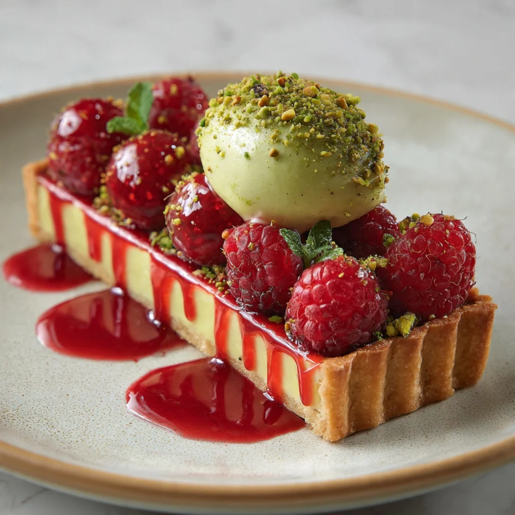 Pistachio and Raspberry Tart