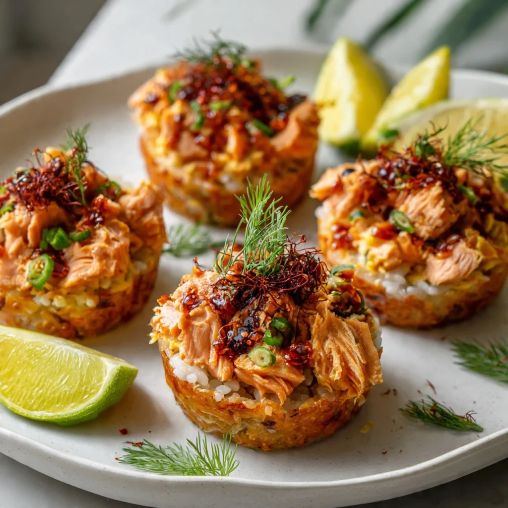 Baked Chipotle Salmon Sushi Cups