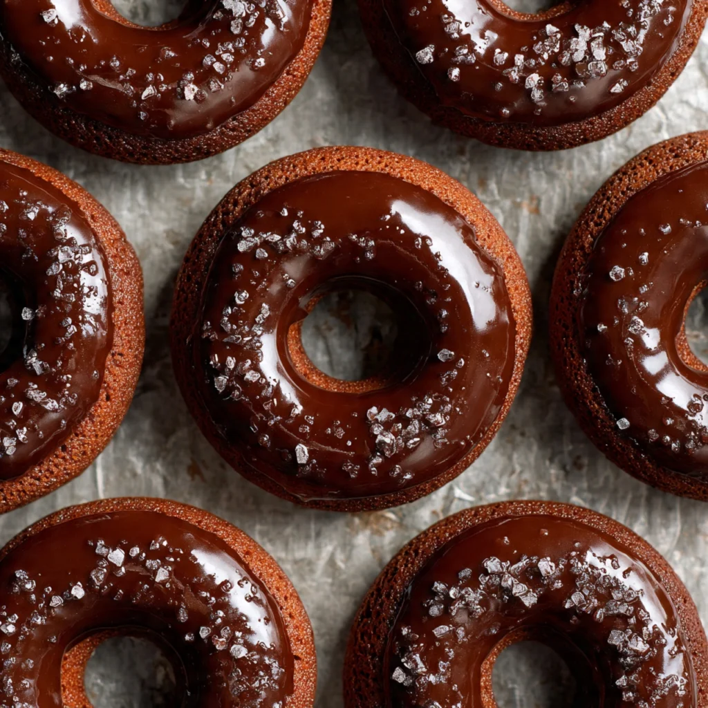Baked Chocolate Fudge Glazed Doughnuts