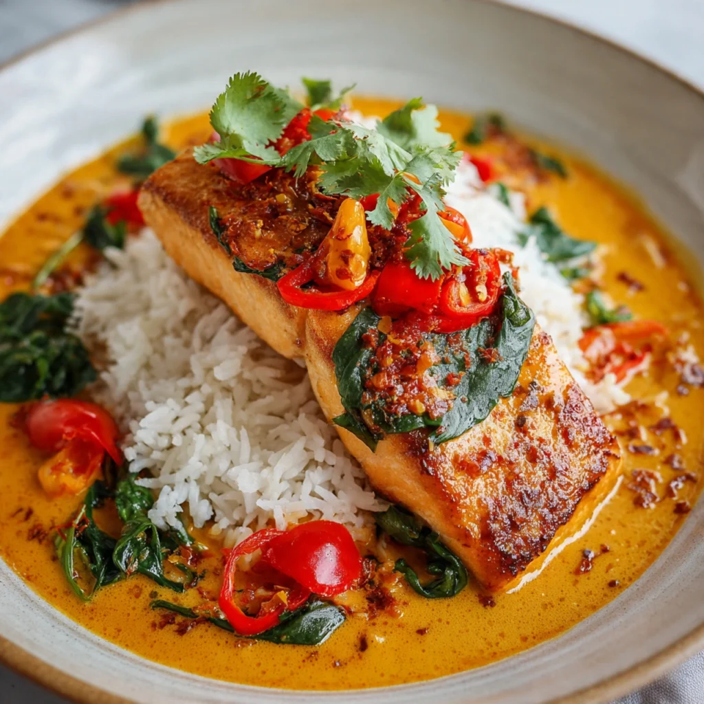Baked Coconut Curry Salmon : The perfect everyone will love Baked Coconut Curry Salmon