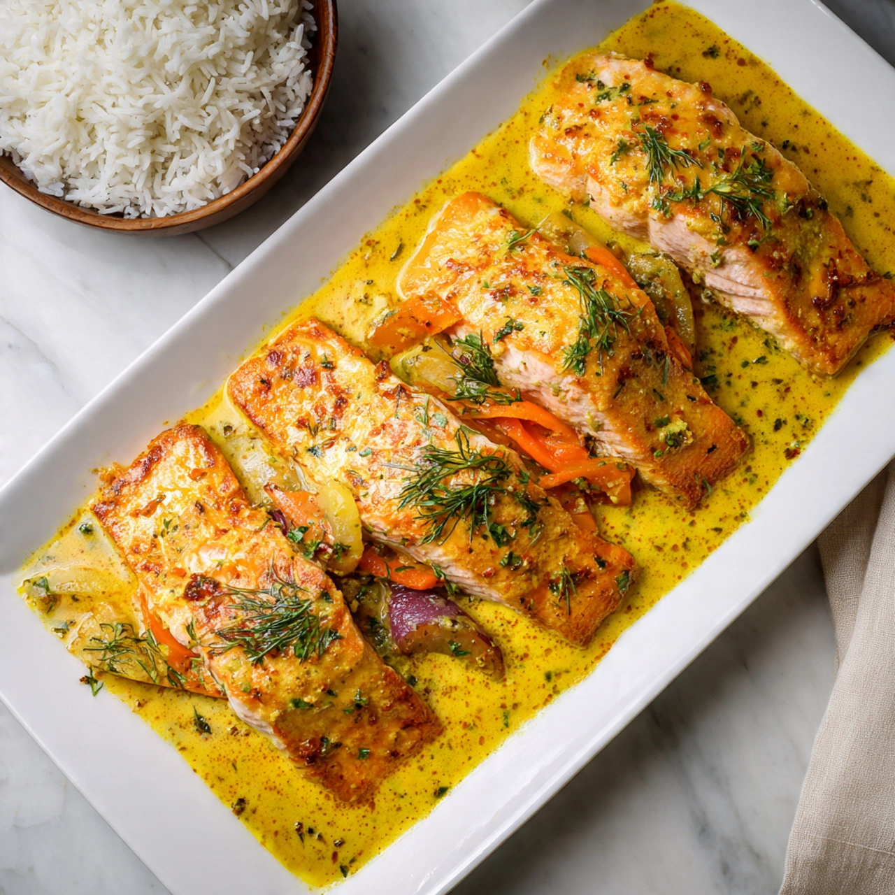 Baked Coconut Curry Salmon : The perfect everyone will love