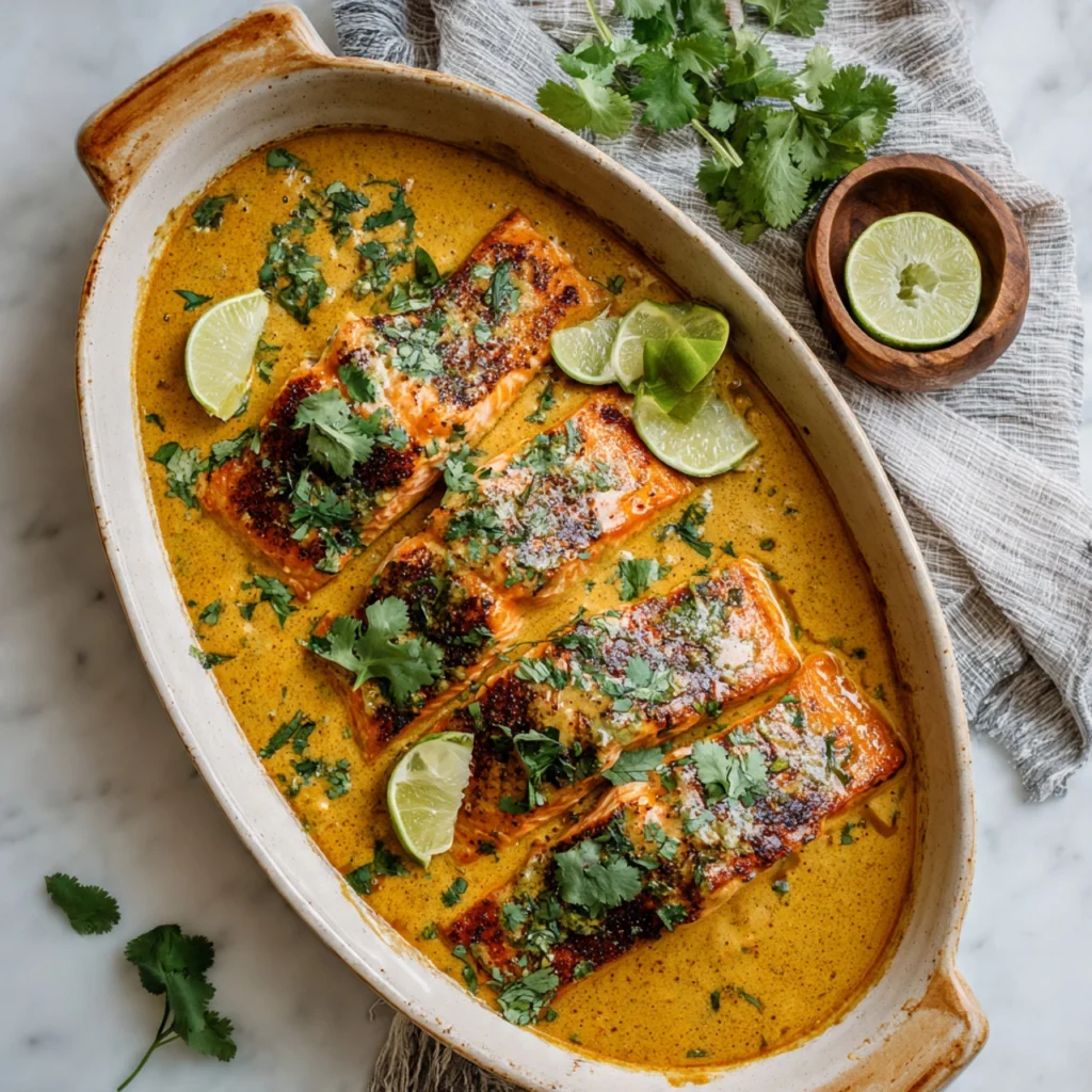 Baked Coconut Curry Salmon : The perfect everyone will love Baked Coconut Curry Salmon
