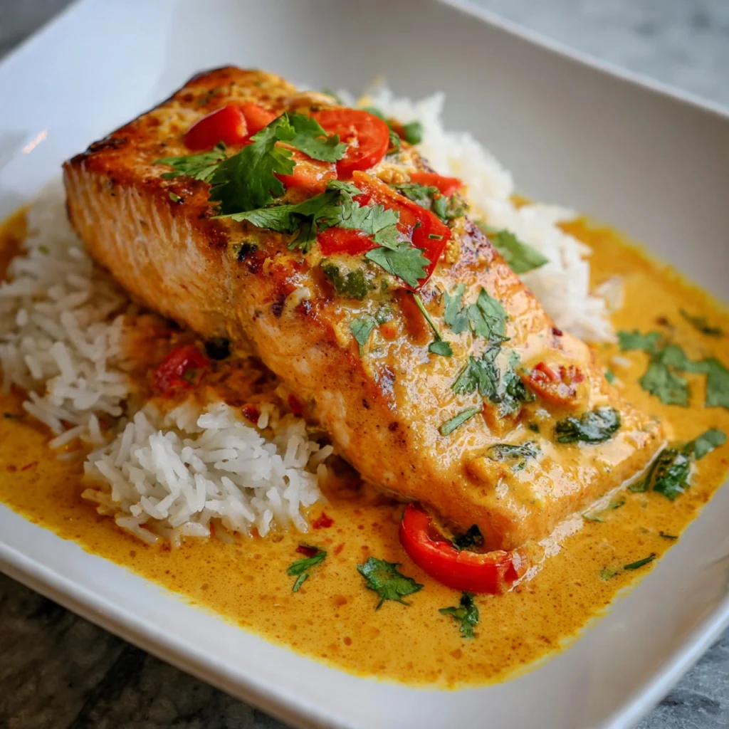 Baked Coconut Curry Salmon : The perfect everyone will love Baked Coconut Curry Salmon