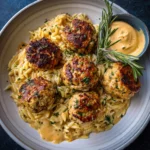 Lemon Rosemary Chicken Meatballs & Creamy Orzo