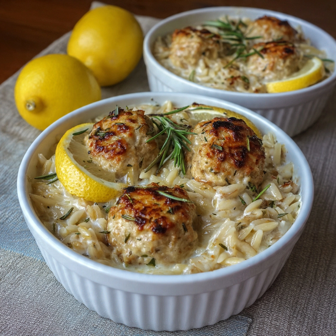 Lemon Rosemary Chicken Meatballs & Creamy Orzo Will Love It!