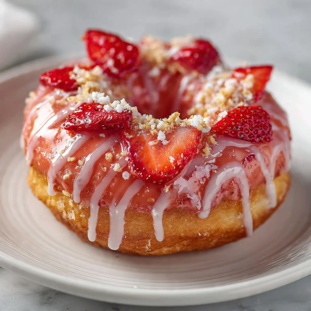 Your New Favorite Baked Strawberry Glazed Doughnut Ever Baked Strawberry Glazed Doughnut