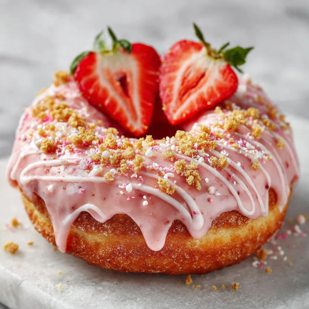 Your New Favorite Baked Strawberry Glazed Doughnut Ever Baked Strawberry Glazed Doughnut