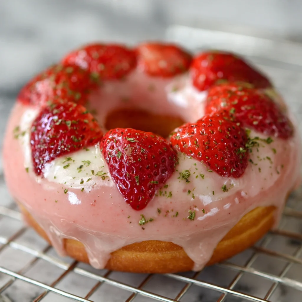 Your New Favorite Baked Strawberry Glazed Doughnut Ever Baked Strawberry Glazed Doughnut