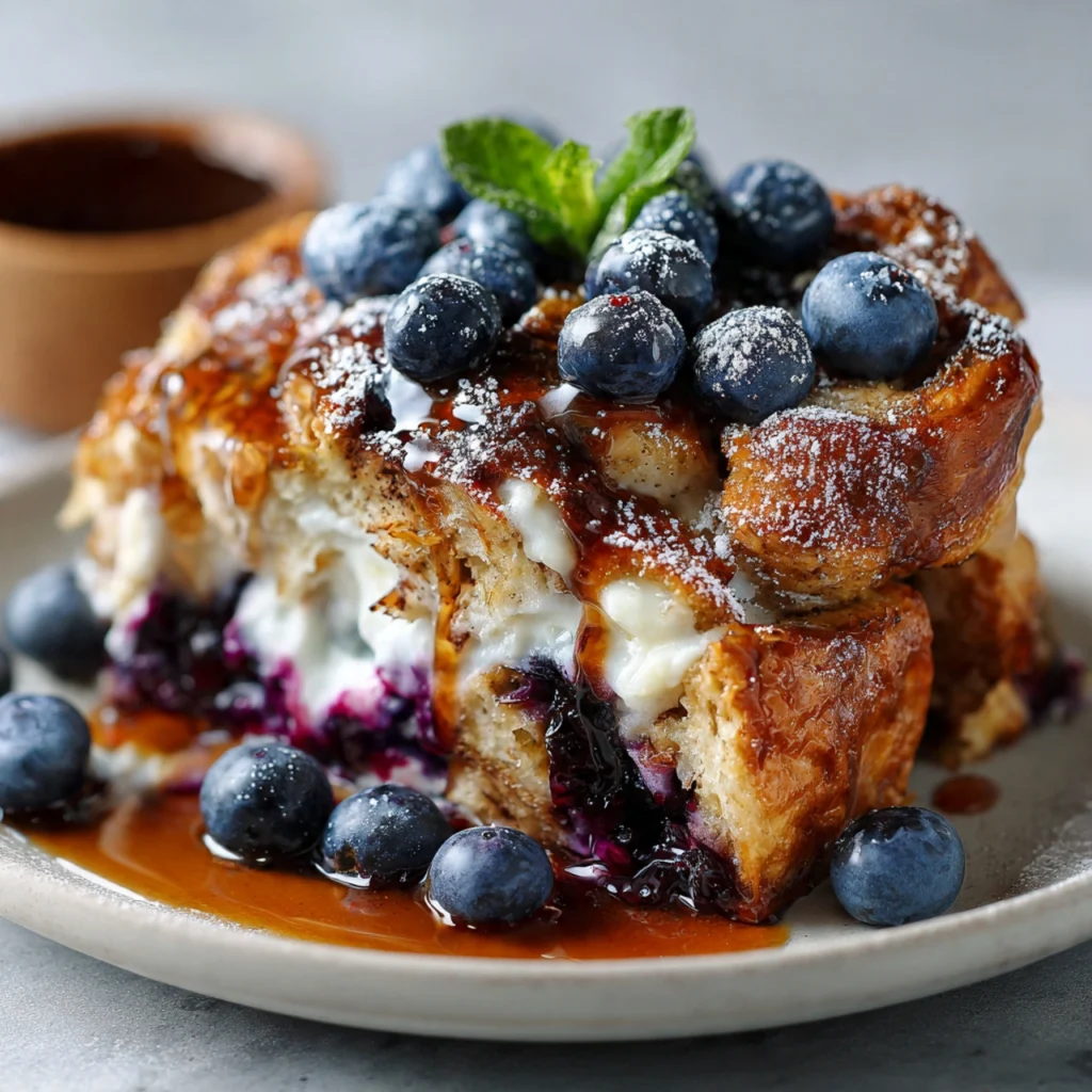 Blueberry Croissant French Toast Bake