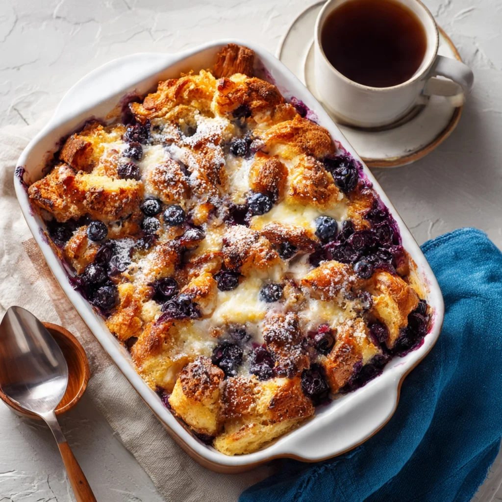 Blueberry Croissant French Toast Bake