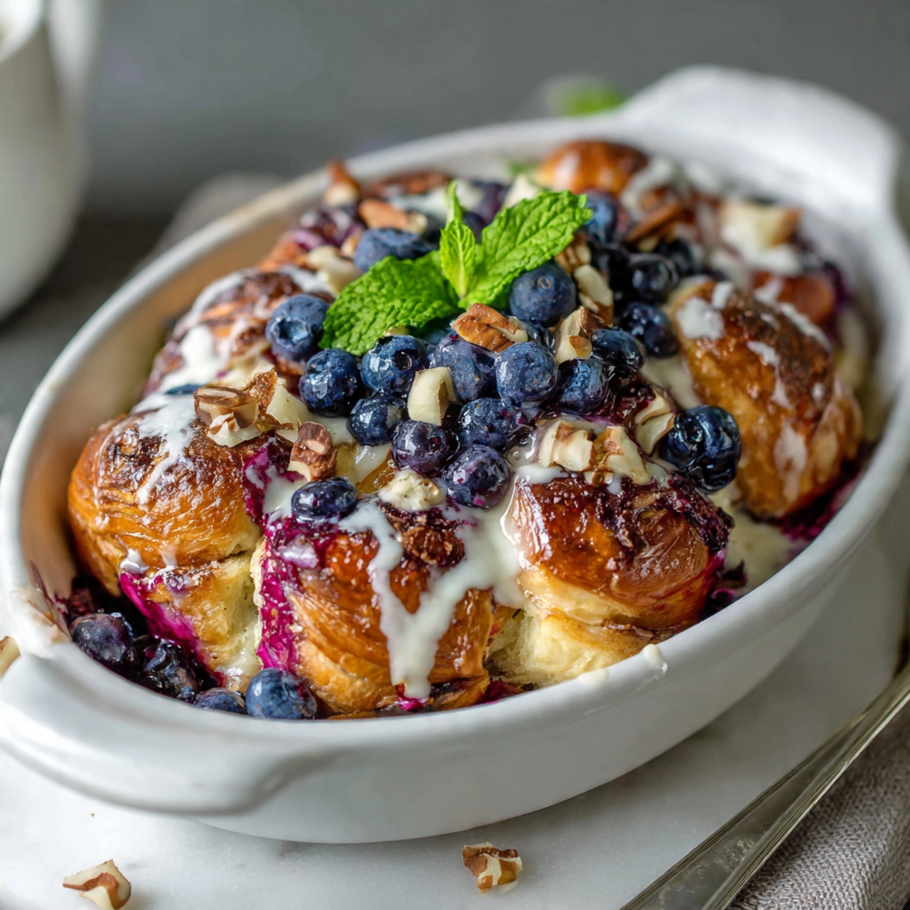 Blueberry Croissant French Toast Bake