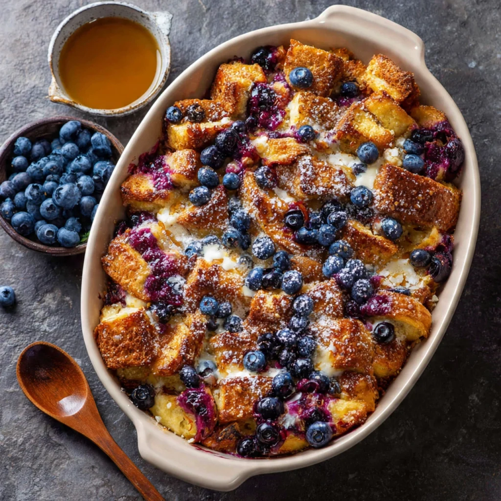Blueberry Croissant French Toast Bake