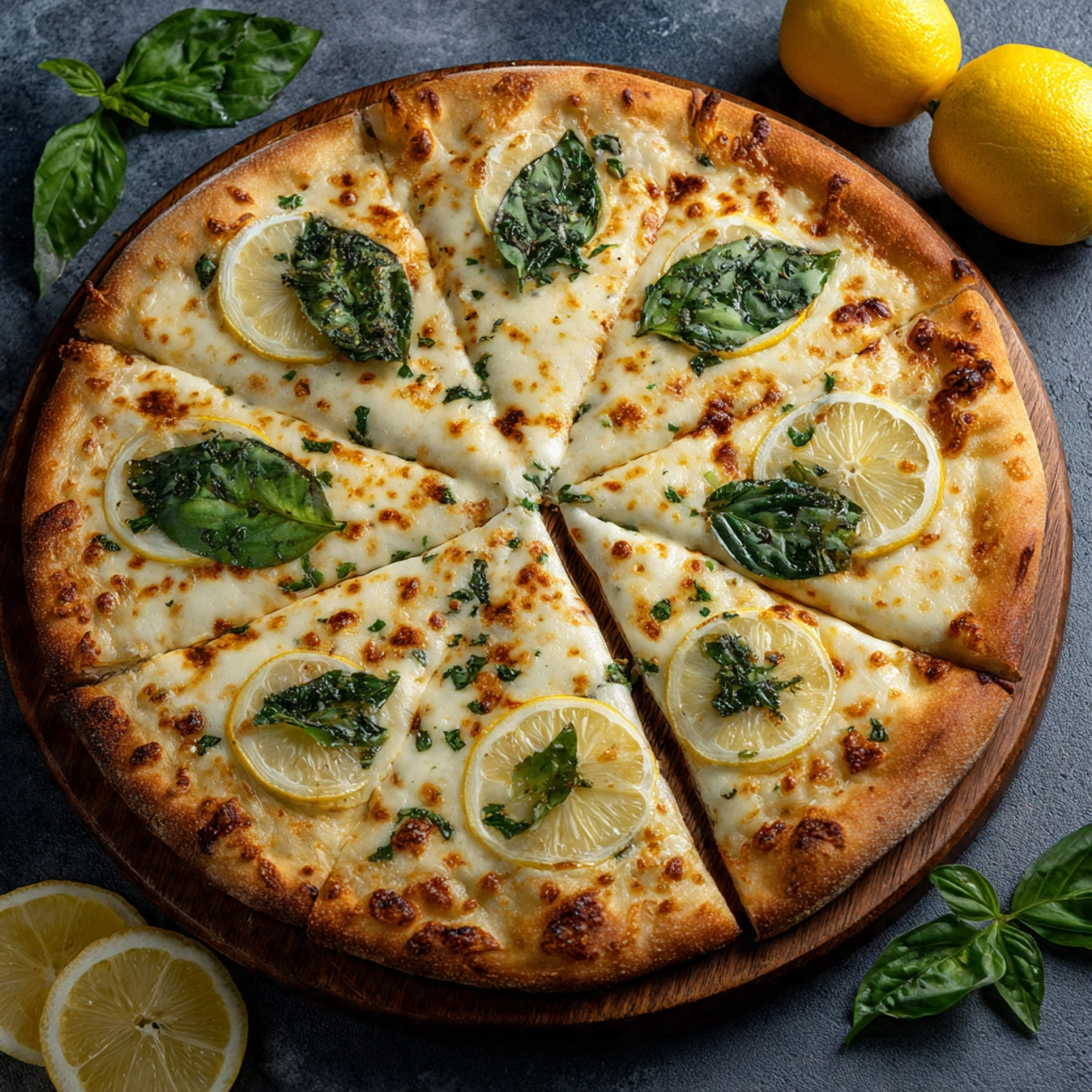Cheese Lemon Basil Pizza