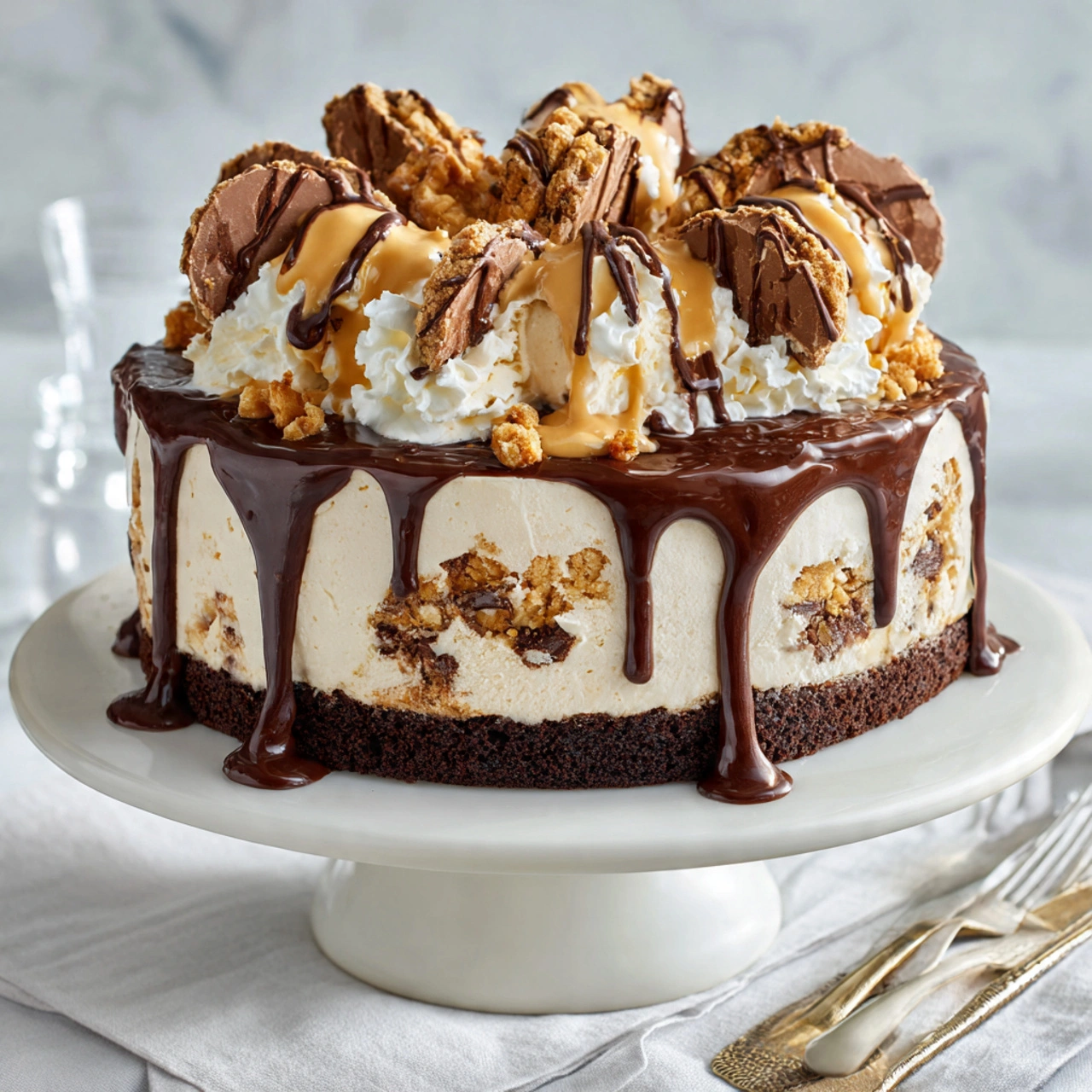 Chocolate Peanut Butter Ice Cream Cake