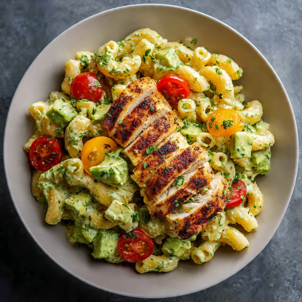 Creamy Avocado Ranch Chicken Pasta Salad