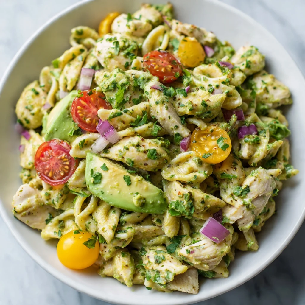 Creamy Avocado Ranch Chicken Pasta Salad