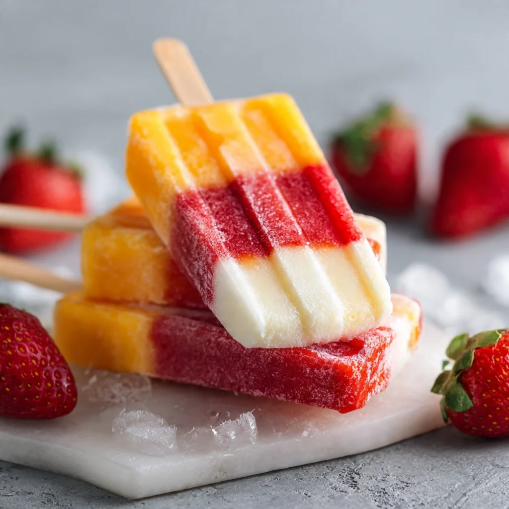 Creamy Strawberry Mango Popsicles