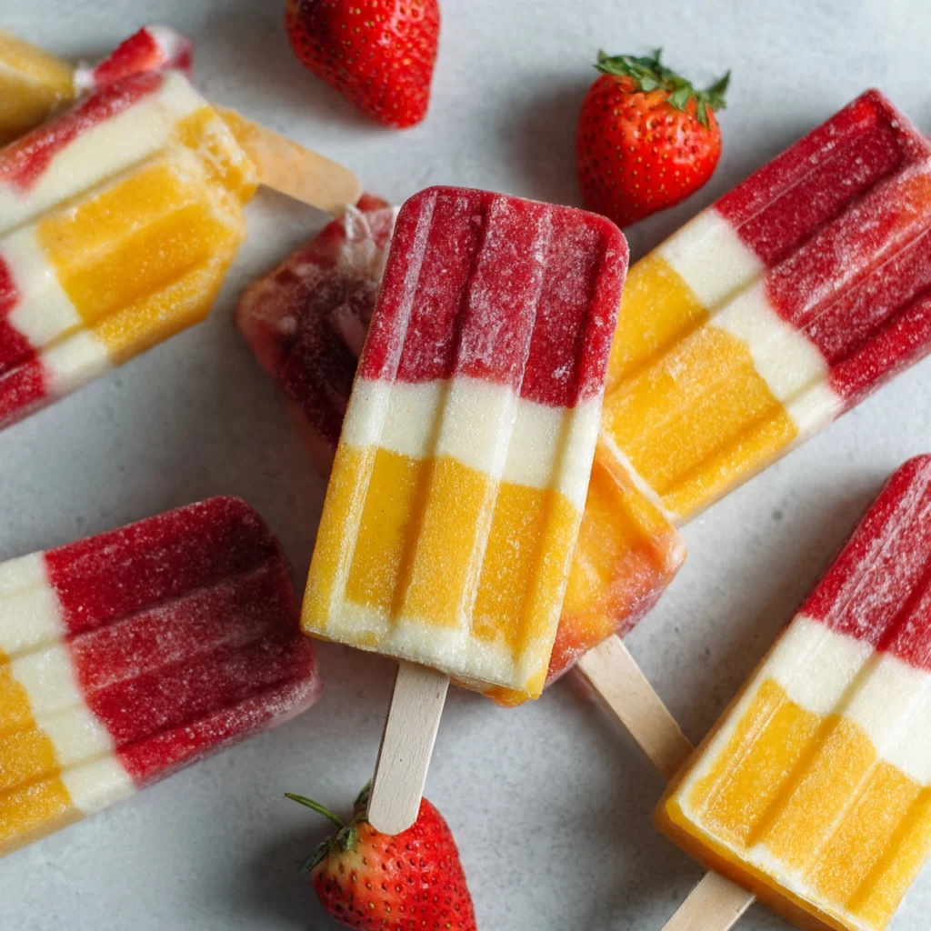 Creamy Strawberry Mango Popsicles