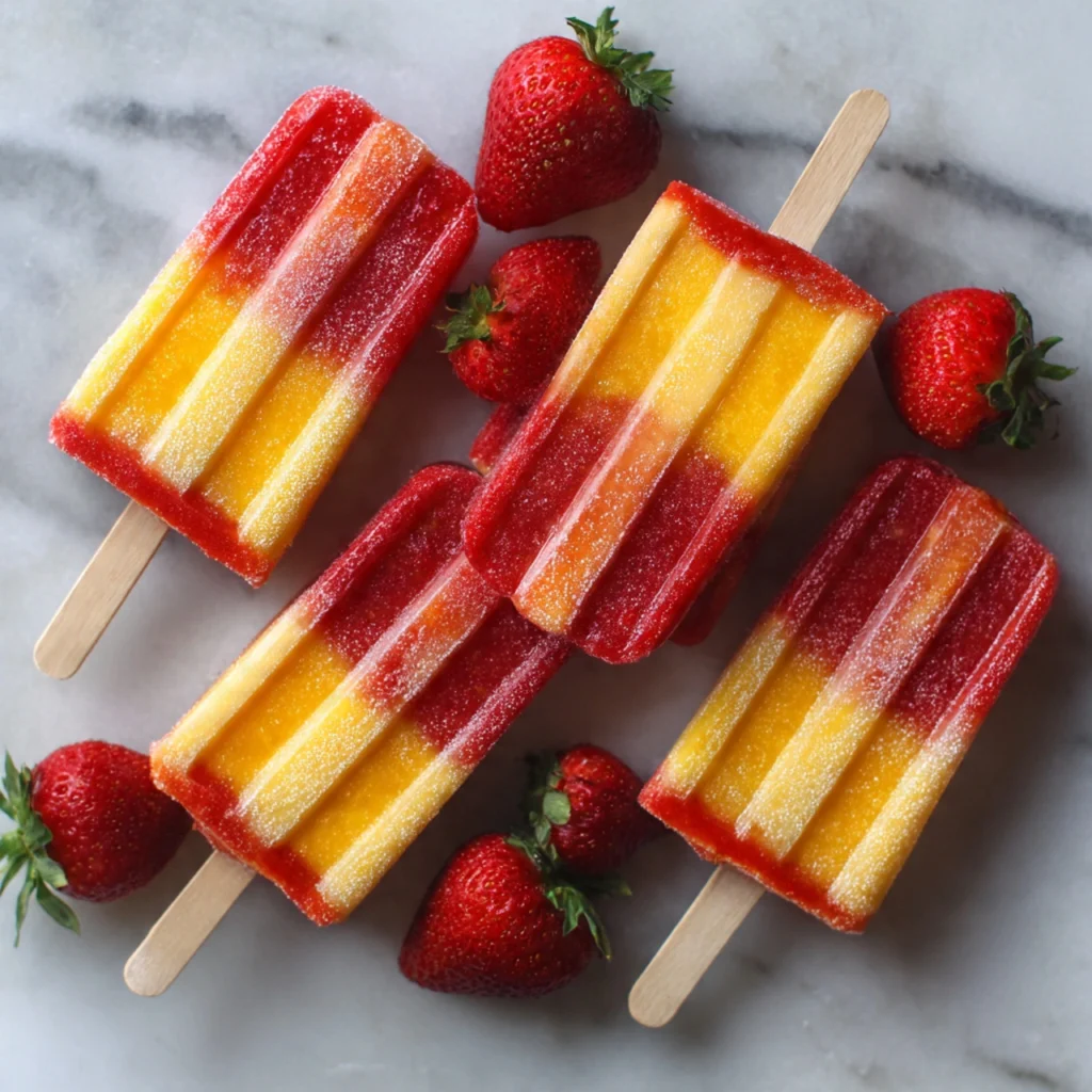 Creamy Strawberry Mango Popsicles