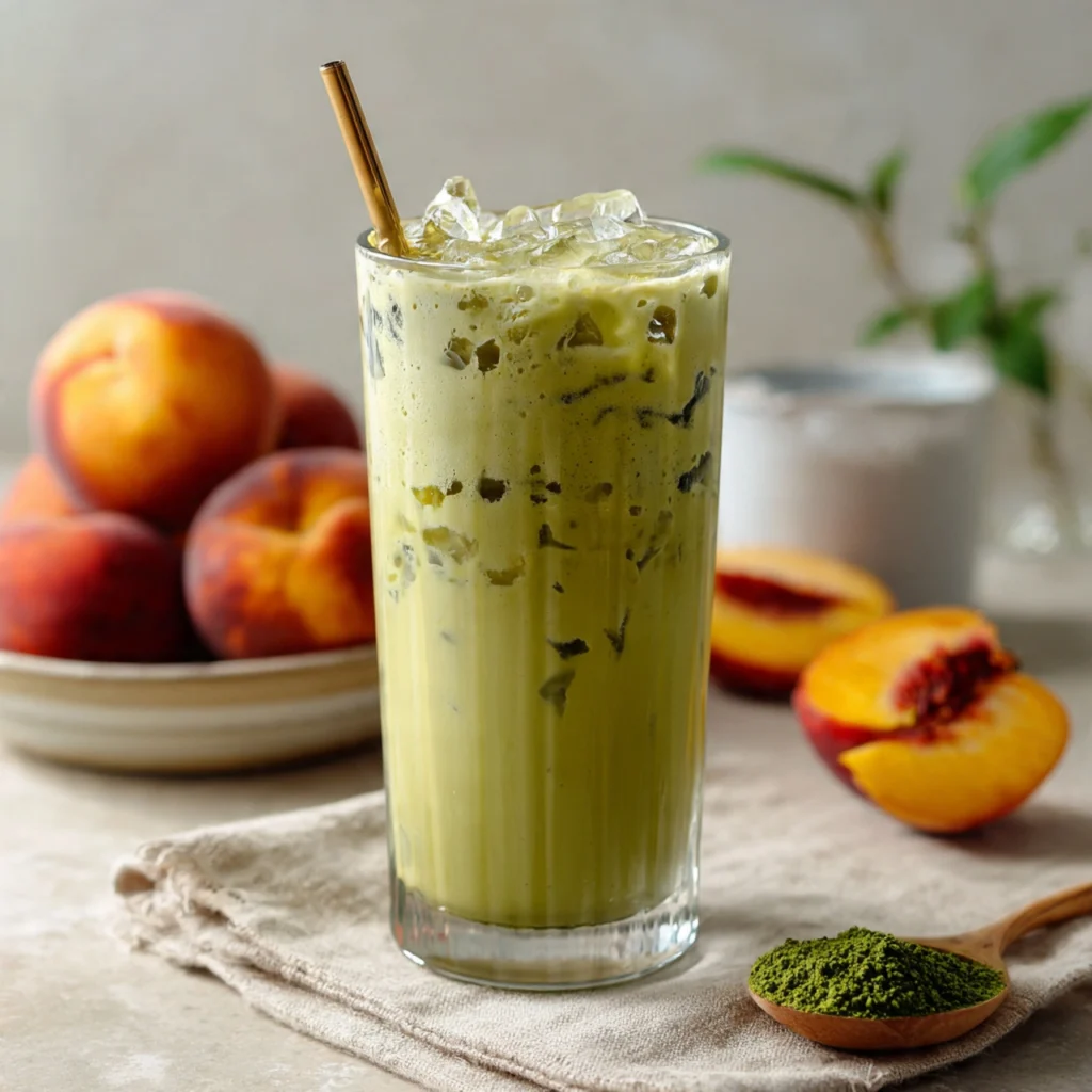 Iced Peach Lemonade Matcha Latte