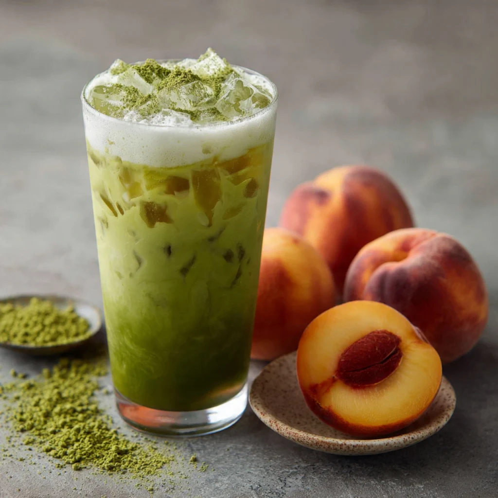 Iced Peach Lemonade Matcha Latte