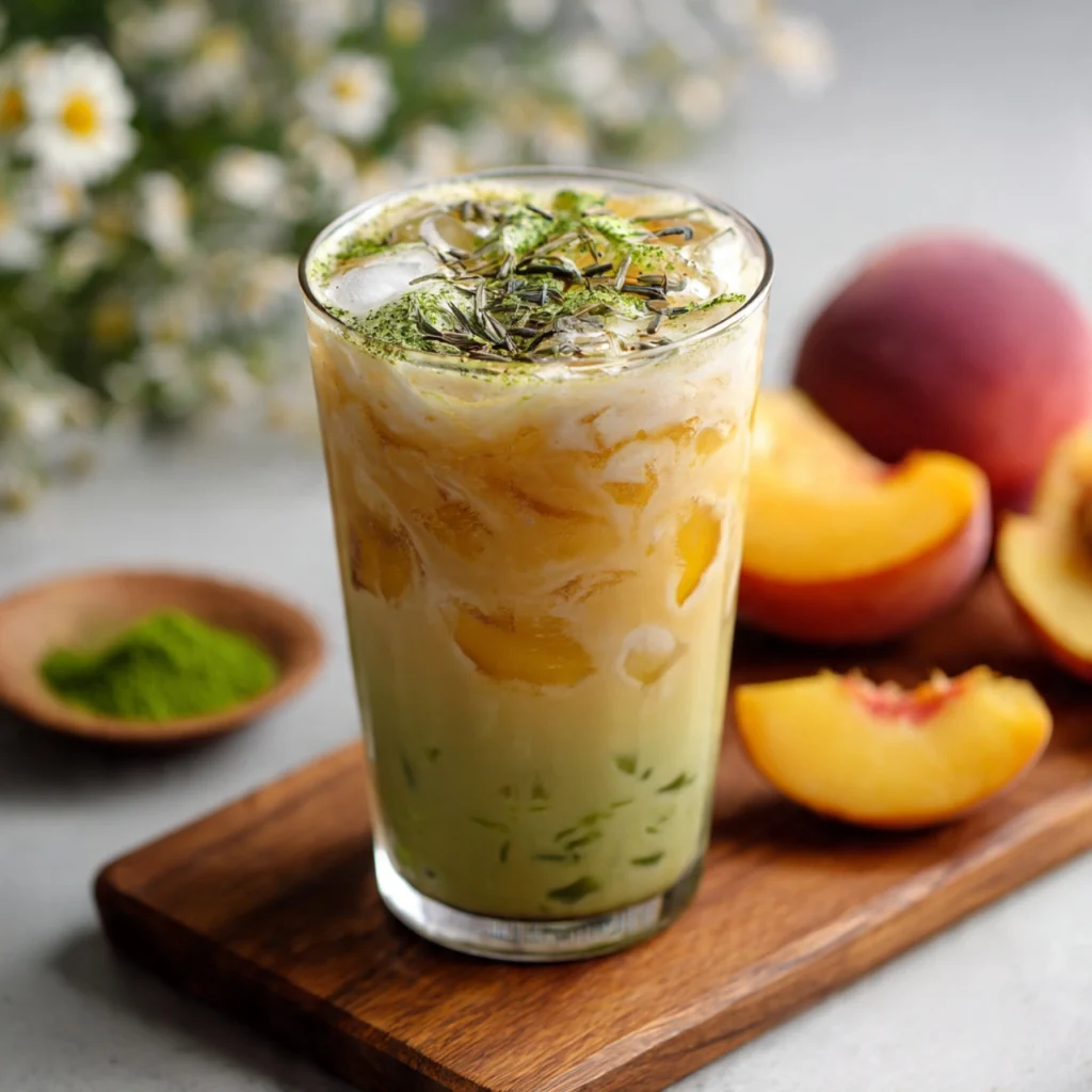 Iced Peach Lemonade Matcha Latte