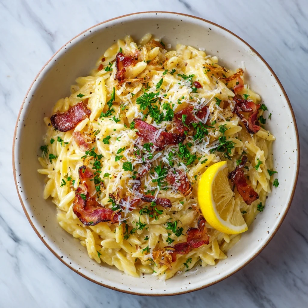 Lemon Butter Orzo Carbonara
