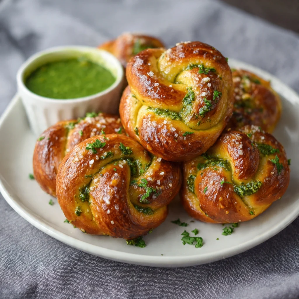 Pesto Garlic Butter Soft Pretzel Knots