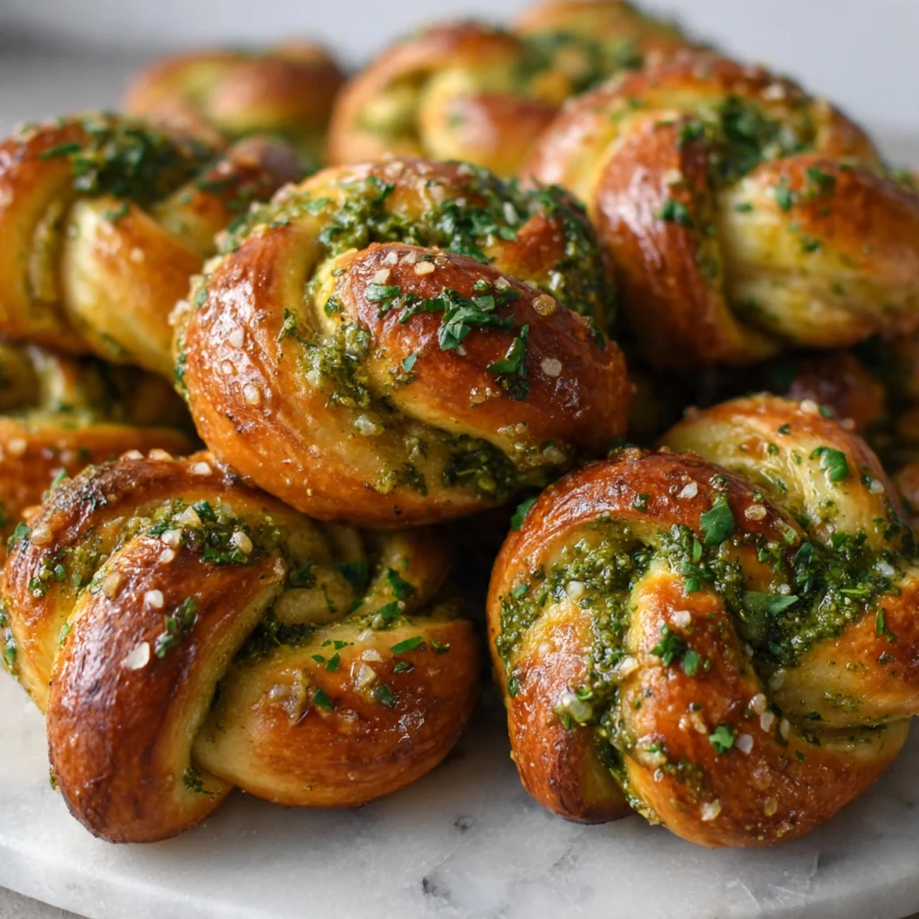 Pesto Garlic Butter Soft Pretzel Knots