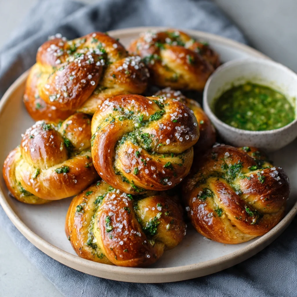 Pesto Garlic Butter Soft Pretzel Knots
