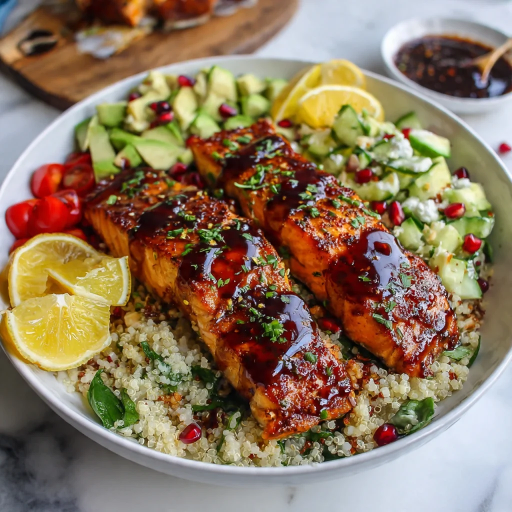 Spicy Honey Balsamic Salmon Bowls