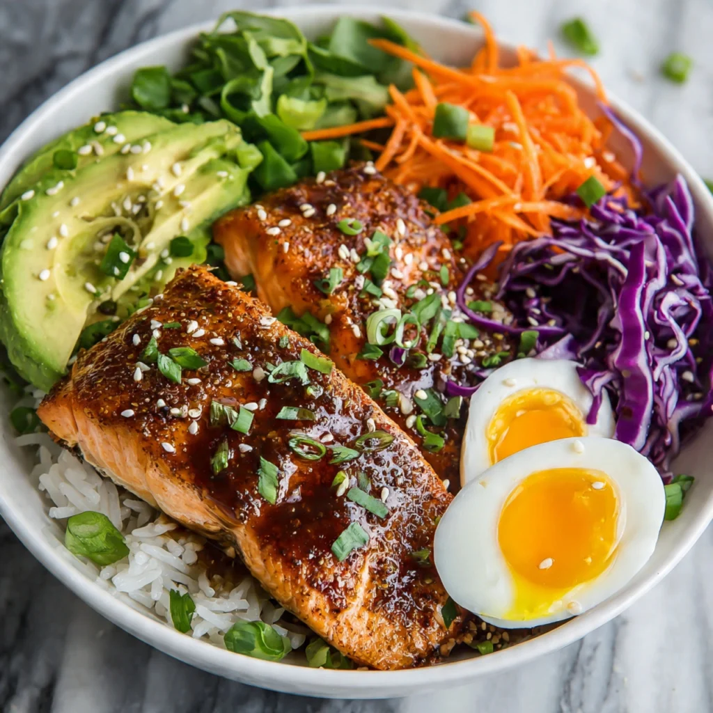 Spicy Honey Balsamic Salmon Bowls